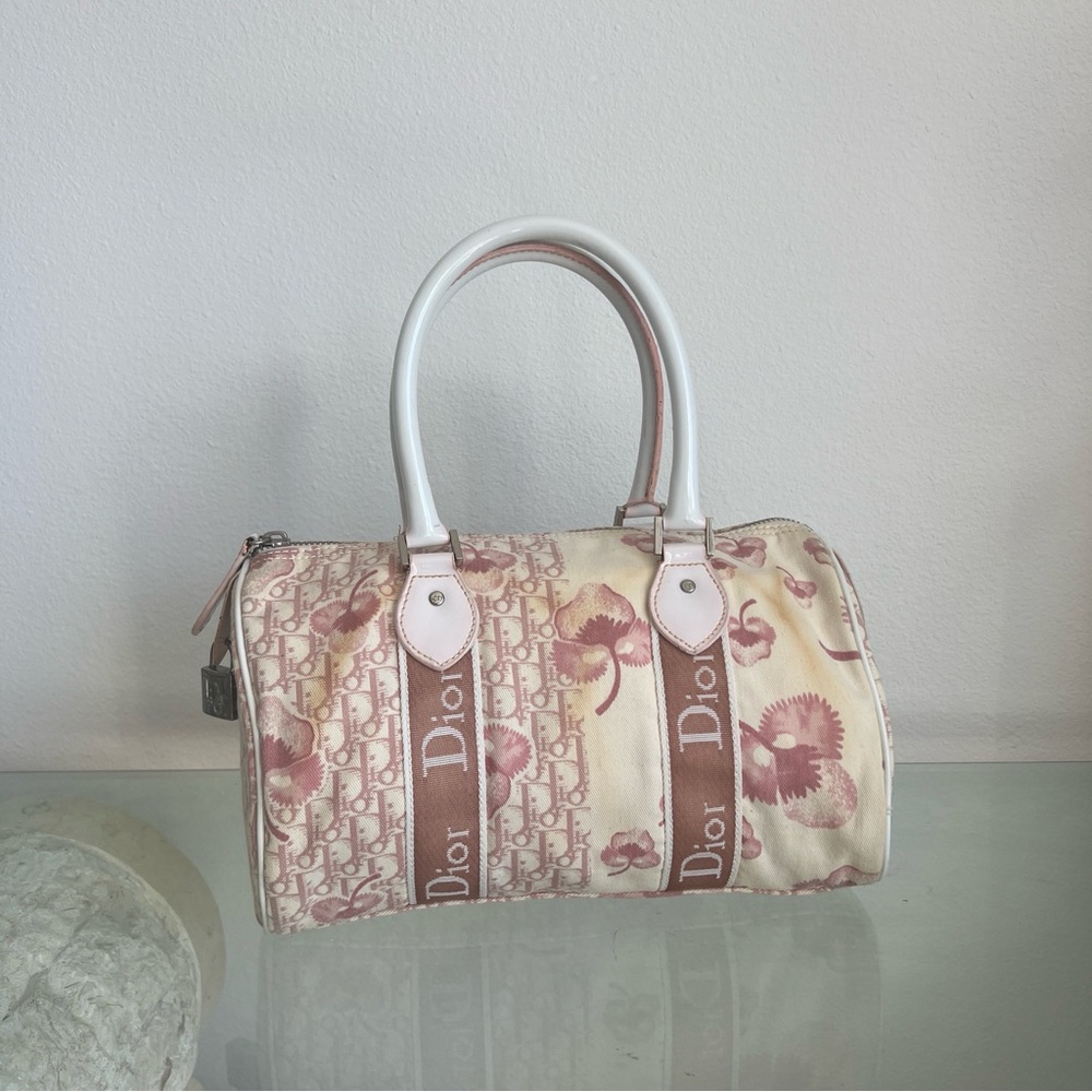 Vintage Christian Dior Girly Cherry Blossom Monogram Bag - Pink/White